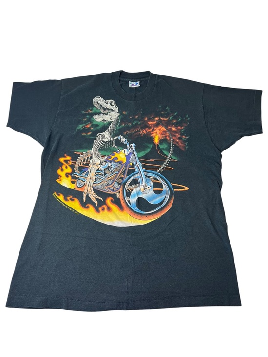 Liquid Blue Other - Liquid Blue VTG 90’s (1993) “Bad To The Bone” T-Rex Riding a Motorcycle XL Tee